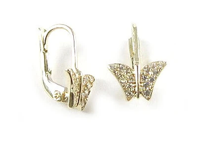 10K Yellow Gold C.Z Butterfly Children's Earrings