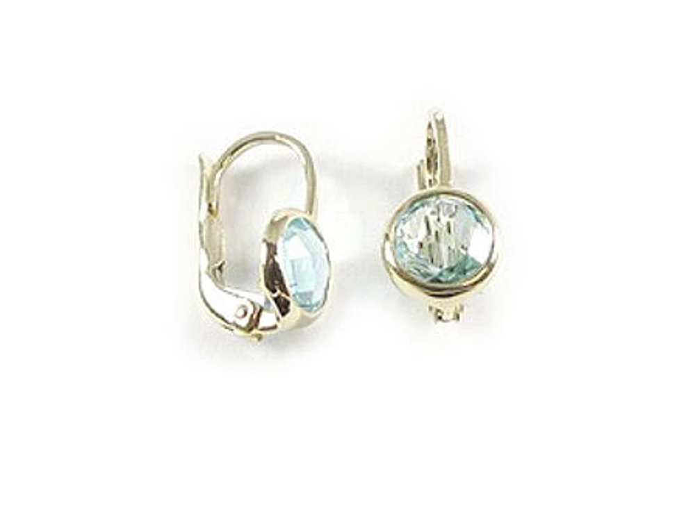 10K Yellow Gold Oval Aquamarine Children's Earrings