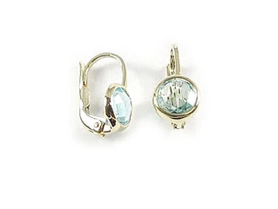 10K Yellow Gold Oval Aquamarine Children's Earrings