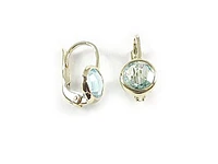 10K Yellow Gold Oval Aquamarine Children's Earrings