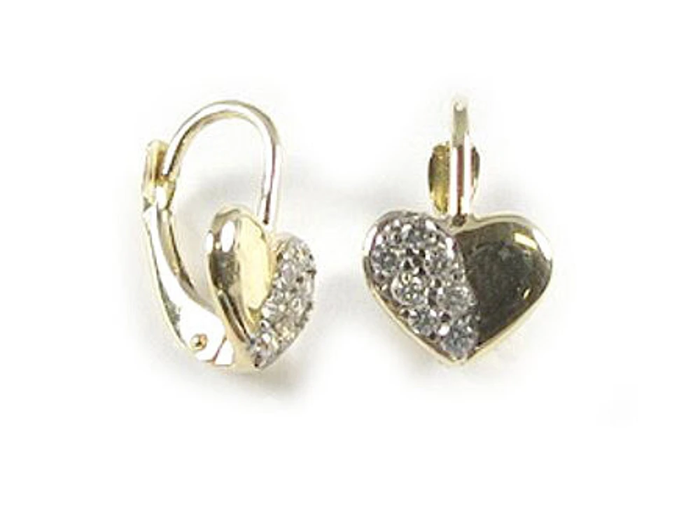 10K Yellow Gold C.Z Heart Children's Earrings