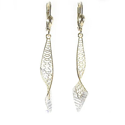 10K Yellow Gold Pattern Dangle Earrings