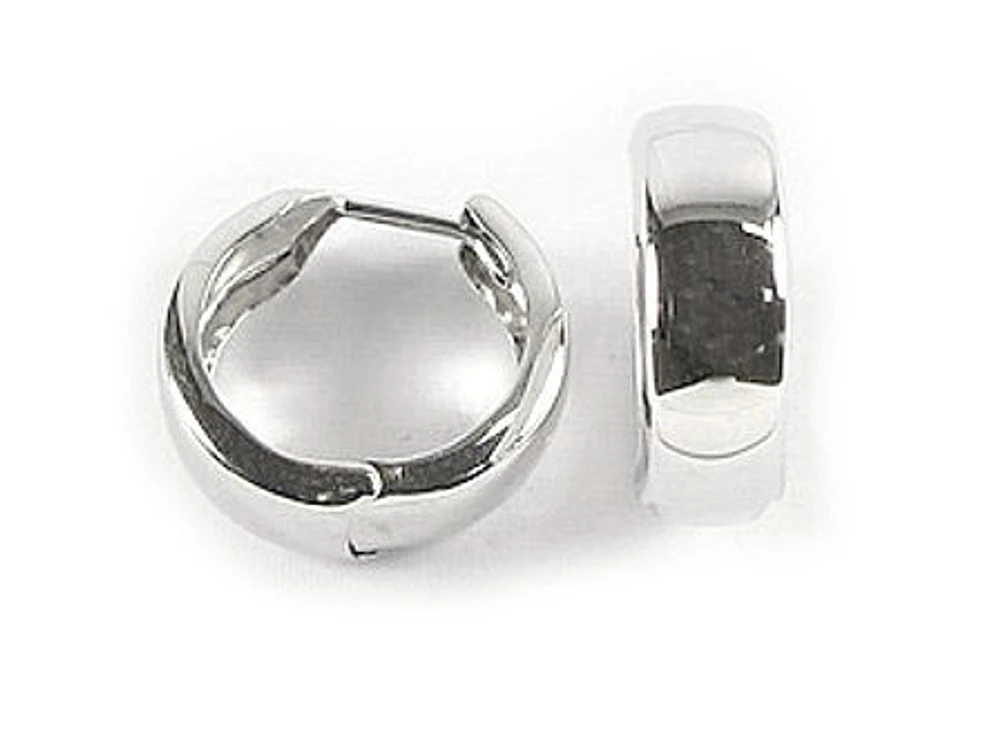 10K White Gold Smooth Huggy Earrings