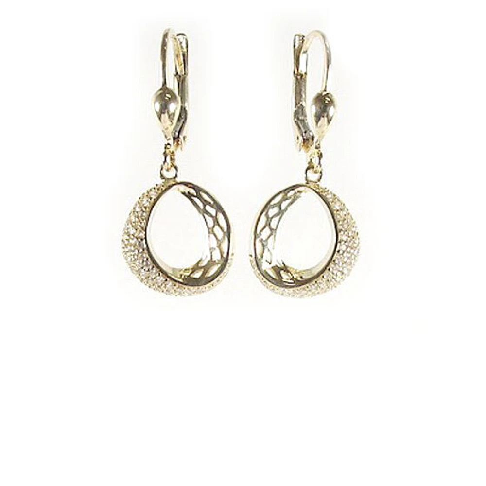 10K Gold Shimmer Cut Dangle Earrings