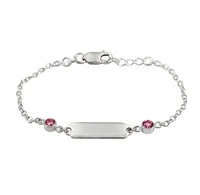 Sterling Silver With Rhodium, Baby ID Bracelet With 4mm Cubic Zirconia