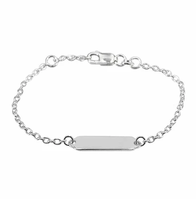 Sterling Silver, Baby ID Bracelet, 2mm Cable Chain