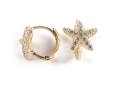 10K Rose Gold C.Z Starfish Earrings