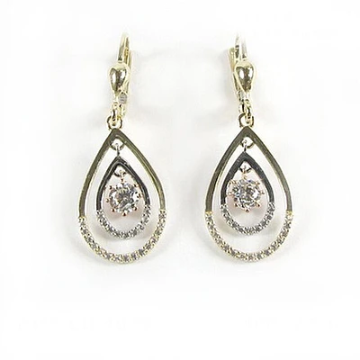 10K Gold C.Z Dangle Earrings