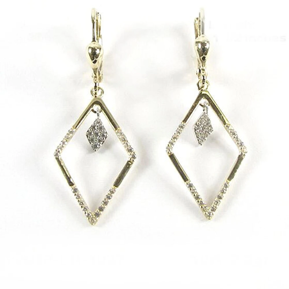 10K Yellow Gold C.Z Dangle Earrings