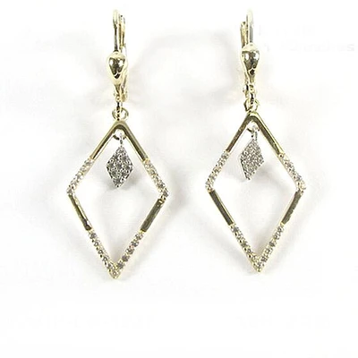 10K Yellow Gold C.Z Dangle Earrings
