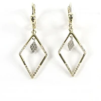 10K Yellow Gold C.Z Dangle Earrings