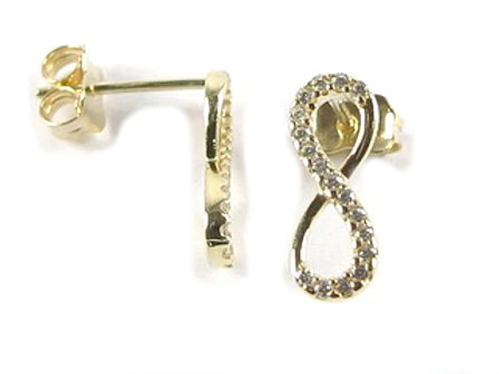 10K Gold C.Z Infinity Stud Earrings