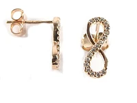 10K Rose Gold C.Z Infinity Stud Earrings