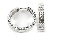 10K White Gold Shimmer Cut Huggy Earrings