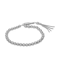 Sterling Silver, 7mm Ball Bead Bracelet With Tassel Charm