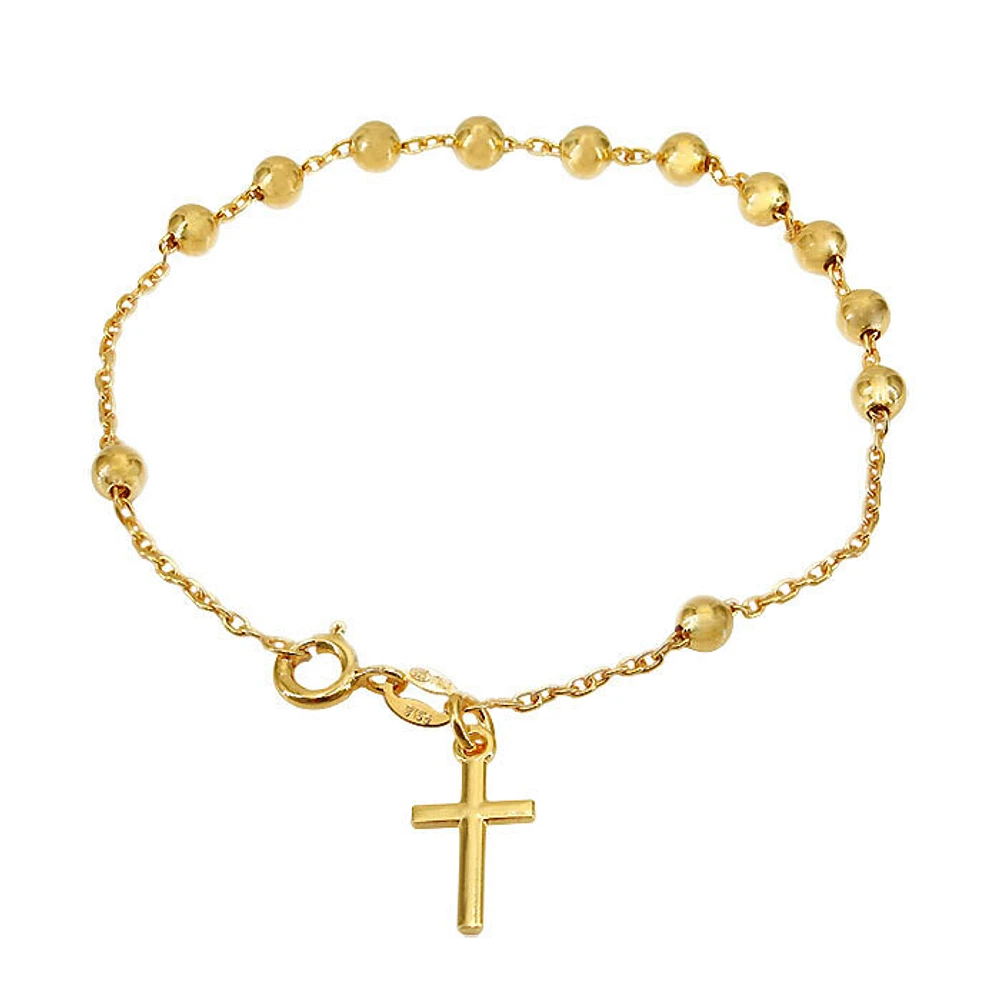 Sterling Silver With Gold, Rosary Bracelet With Oval Link Chain