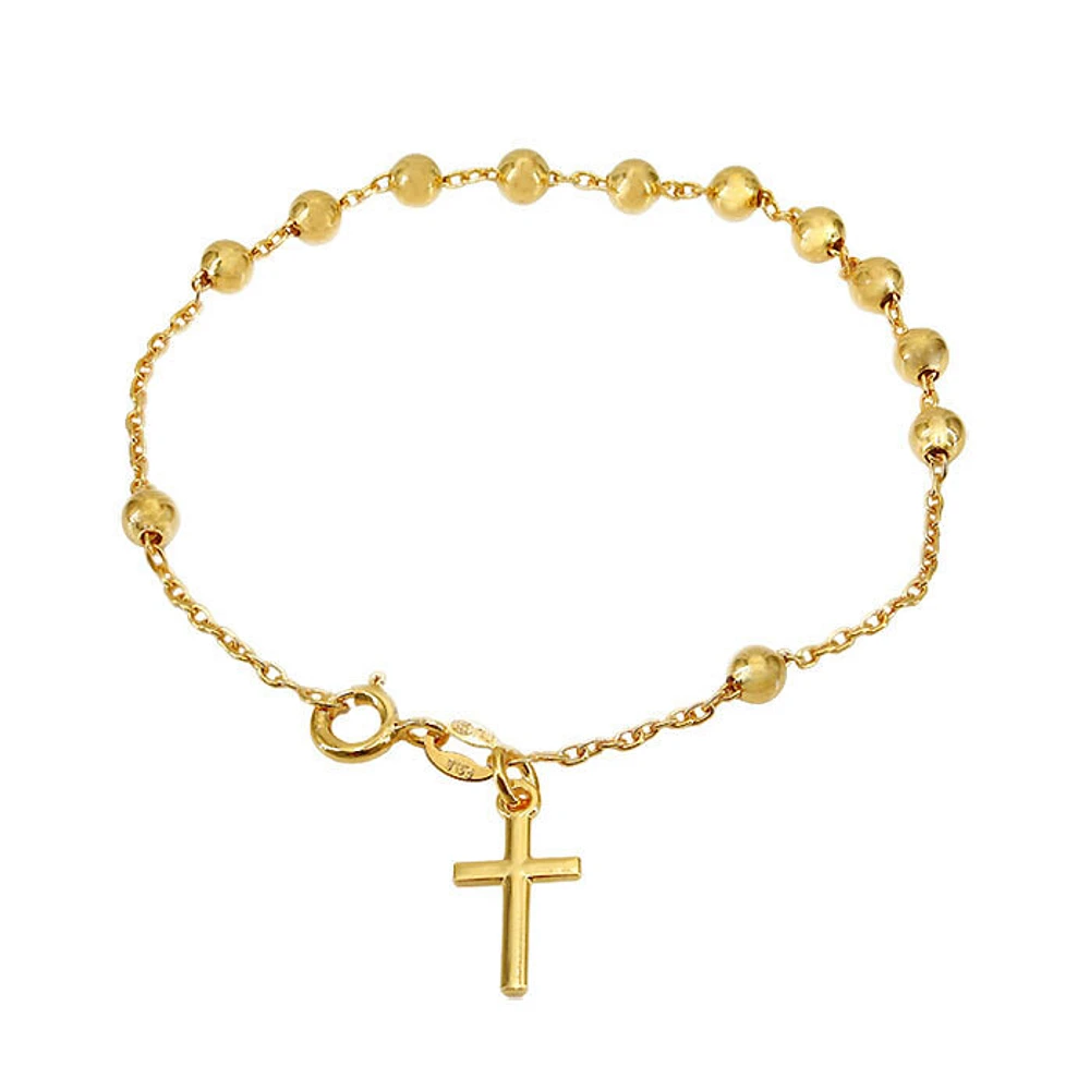 Sterling Silver With Gold, Rosary Bracelet With Oval Link Chain