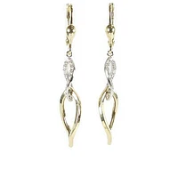 10K Yellow & White Gold C.Z Dangle Earrings