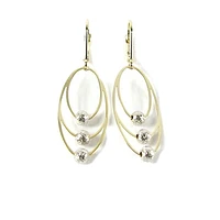 10K Yellow & White Gold Ball Dangle Earrings