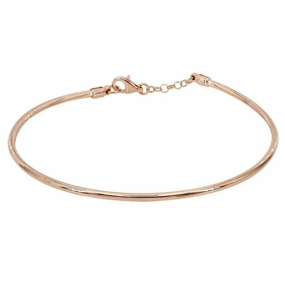 Sterling Silver With Rose Gold, 2mm Wire Bracelet