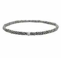 Sterling Silver, Elastic Bracelet With 3.5mm Daisies, 4mm Ball Bead