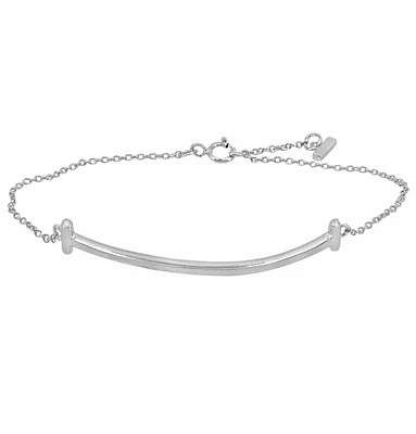 Sterling Silver With Rhodium Curved Bar Bracelet