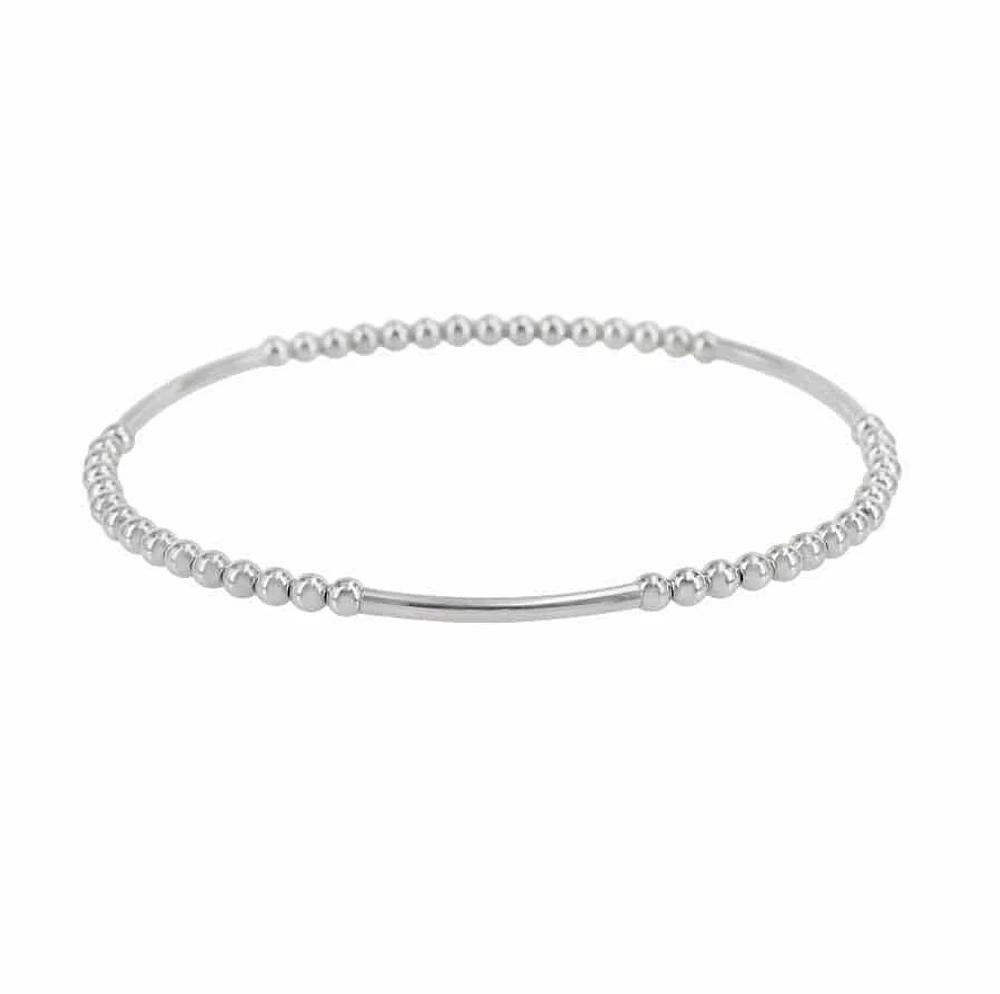 Sterling Silver, Elastic Bracelet With 3mm Ball Bead