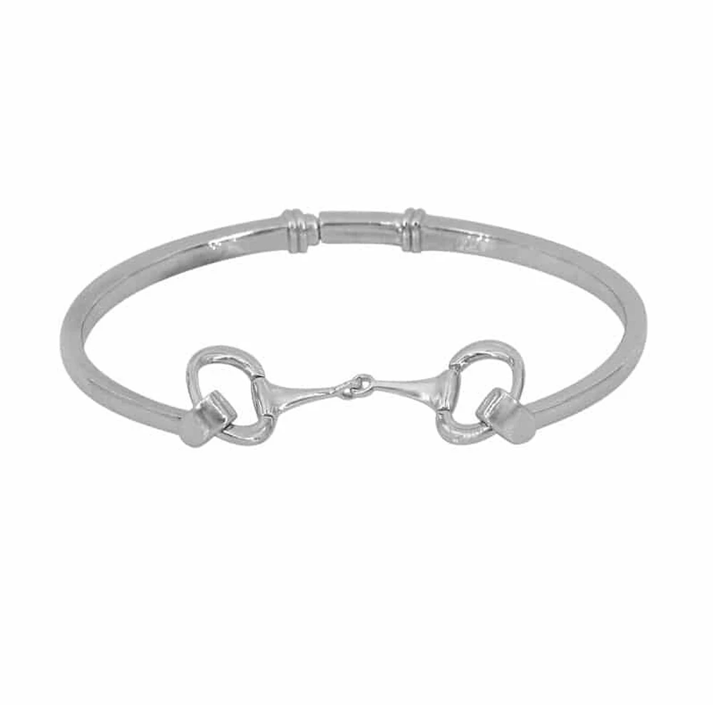 Sterling Silver With Rhodium Snaffle Bit Bracelet, 5mm Square Bar