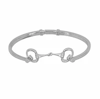 Sterling Silver With Rhodium Snaffle Bit Bracelet, 5mm Square Bar