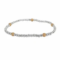 Elastic Bracelet With 3mm Sterling Silver Hammered Ball And 4mm 14Kt Gold Filled Ball