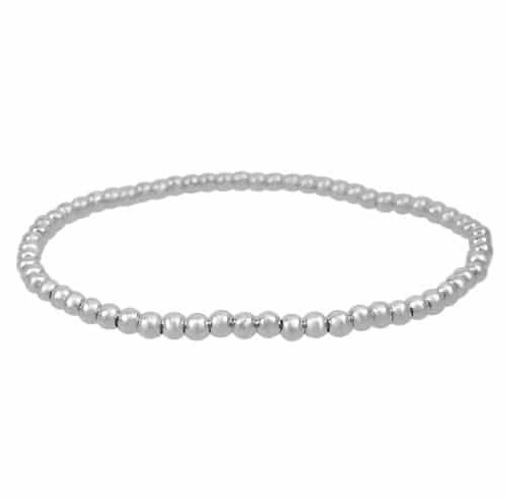 Sterling Silver Elastic Bracelet With 4mm Ball Beads