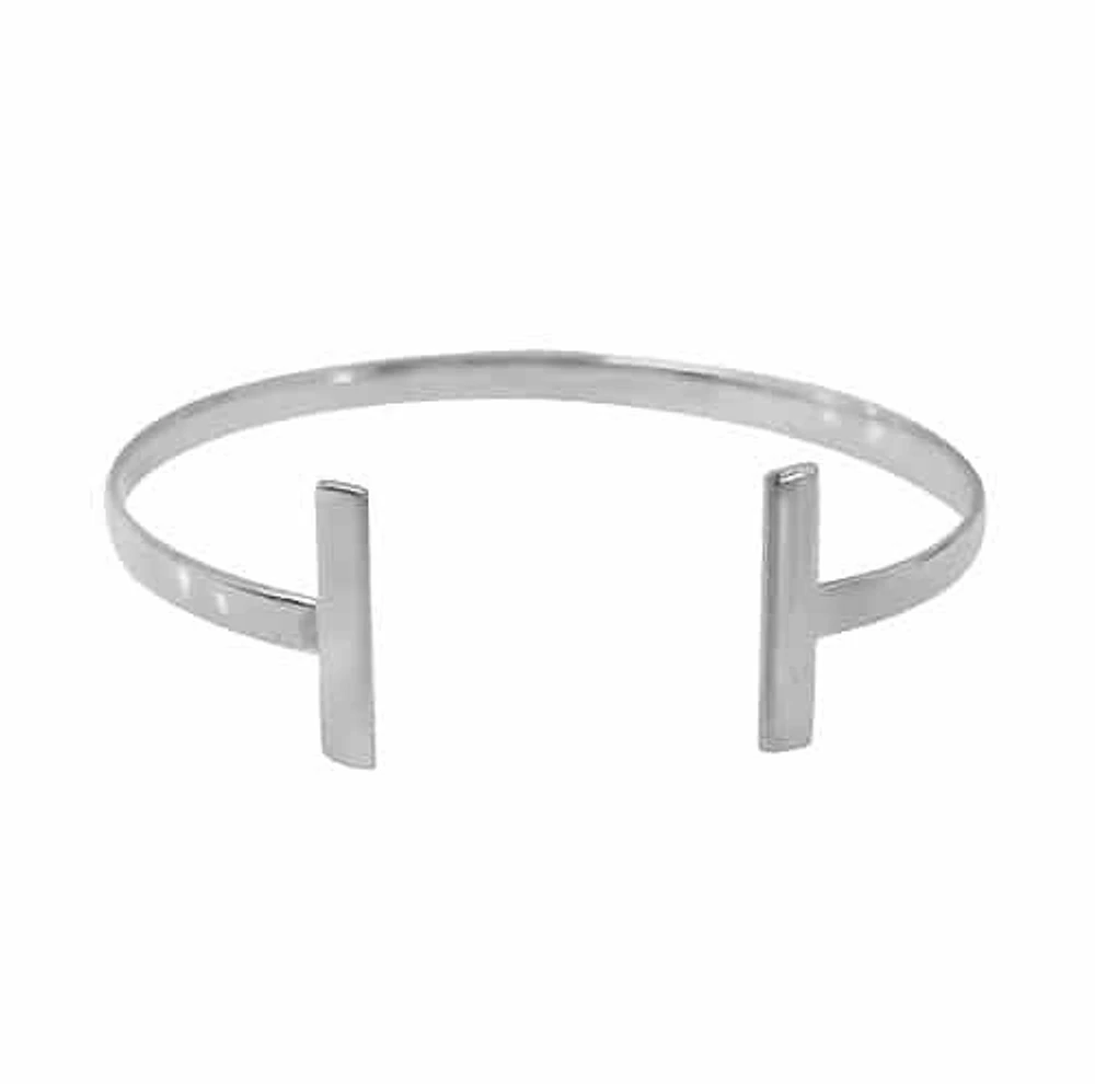 Sterling Silver With Rhodium, Flat 3.5X19mm T Bar Bracelet With 4mm Width Band