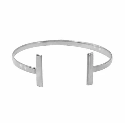 Sterling Silver With Rhodium, Flat 3.5X19mm T Bar Bracelet With 4mm Width Band