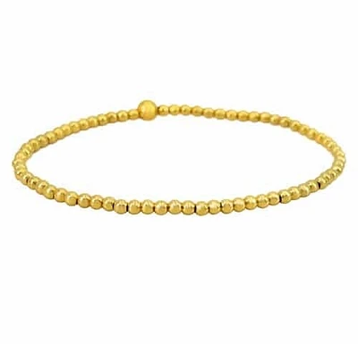 Sterling Silver With Gold, Elastic Bracelet With 3mm Smooth Ball Bead