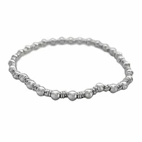 Sterling Silver, Elastic Bracelet With 3mm Ball Bead And 3X1mm Round Loop