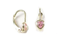 10K Yellow Gold Amethyst Heart Children's Earrings