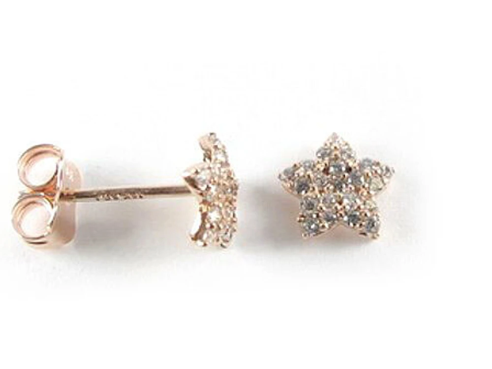 10K Rose Gold C.Z Star Stud Earrings