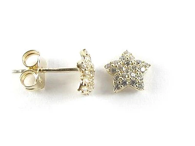 10K Yellow Gold C.Z Star Stud Earrings