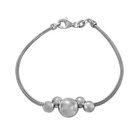 Sterling Silver With Rhodium, 6mm And 10mm Ball Bead Bracelet