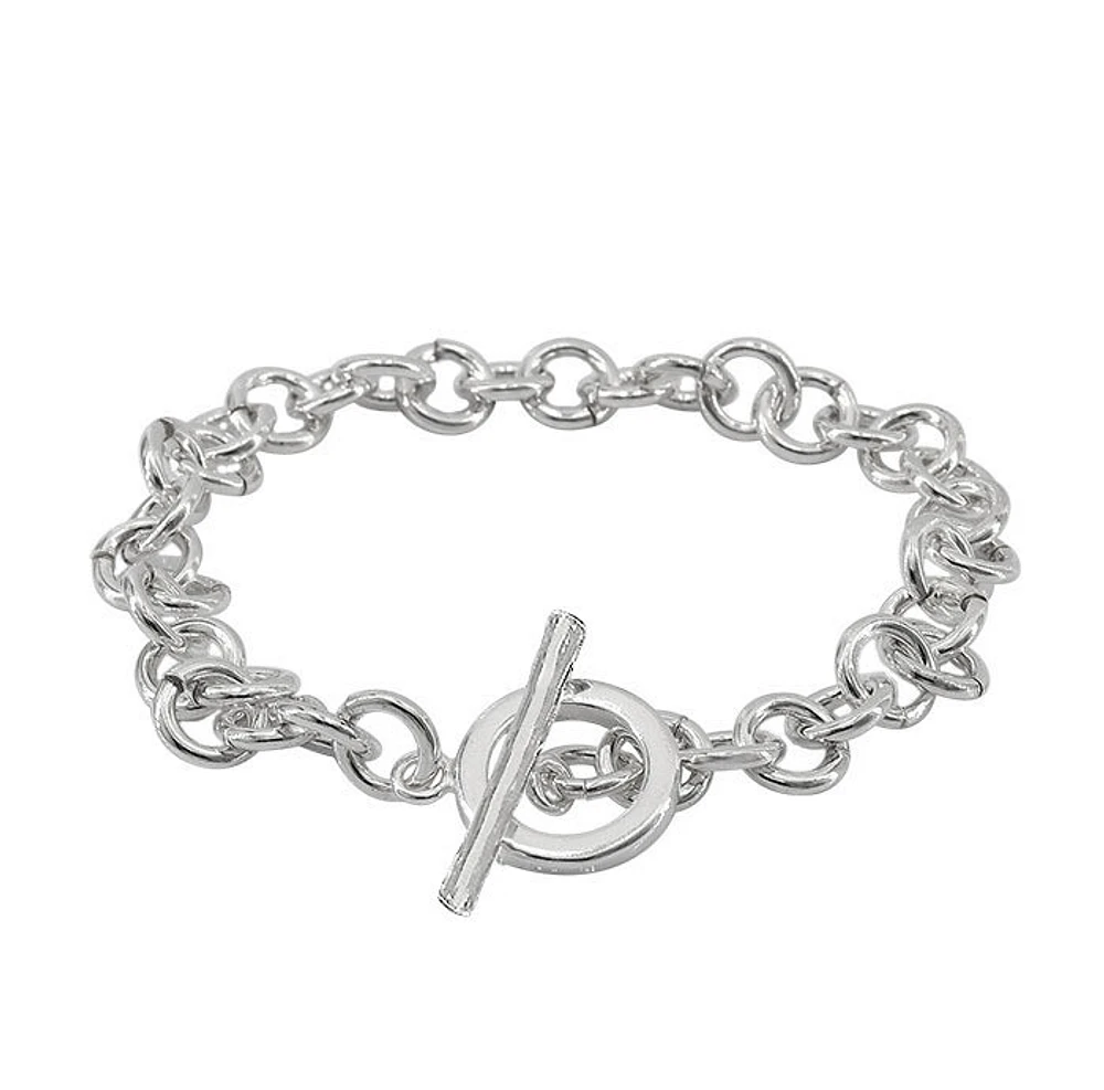 Sterling Silver Bracelet With 8X1mm  Round Loop