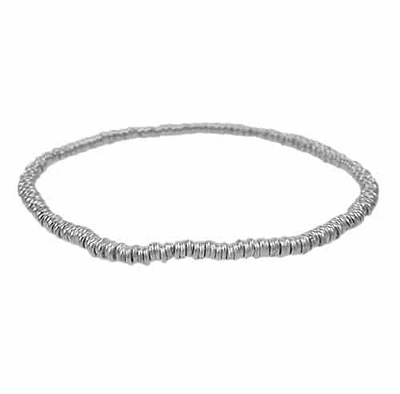 Sterling Silver, Elastic Bracelet With 0.7X3mm Round Loops