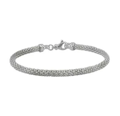 Sterling Silver With Rhodium, Adjustable 4mm Mesh Bracelet