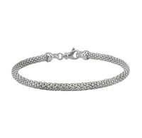 Sterling Silver With Rhodium, Adjustable 4mm Mesh Bracelet