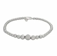 Sterling Silver, Graduated Ball Bead Bracelet, 3-7mm(Ball Bead)