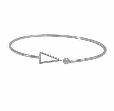 Sterling Silver With Rhodium, 8X14mm Arrow Head Charm Cuff Bracelet