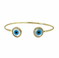 Sterling Silver With Gold, 10mm Evil Eye Cuff Bracelet