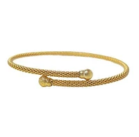 Sterling Silver With Gold, Adjustable 4mm Mesh Bracelet With 7mm Ball Bead