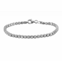 Sterling Silver With Rhodium, 2X2mm Cube Bead Bracelet