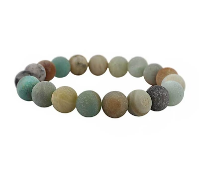 Frosted Black Gold Amazonite Elastic Bracelet 6, 8 & 10mm