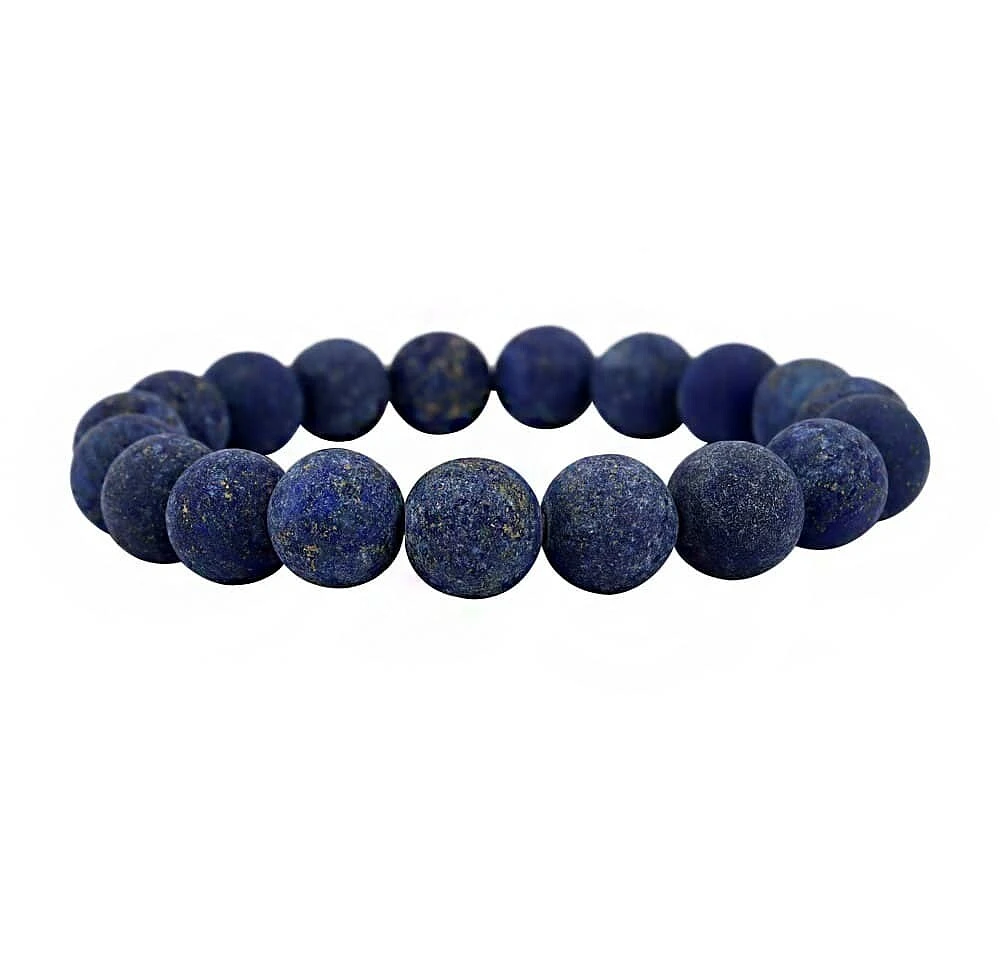 Frosted Lapis Lazuli Elastic Bracelet 6, 8 & 10mm